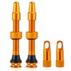 HZJD 2PCS Tubeless Presta Valve Stem, Orange, Integrated Core Removal