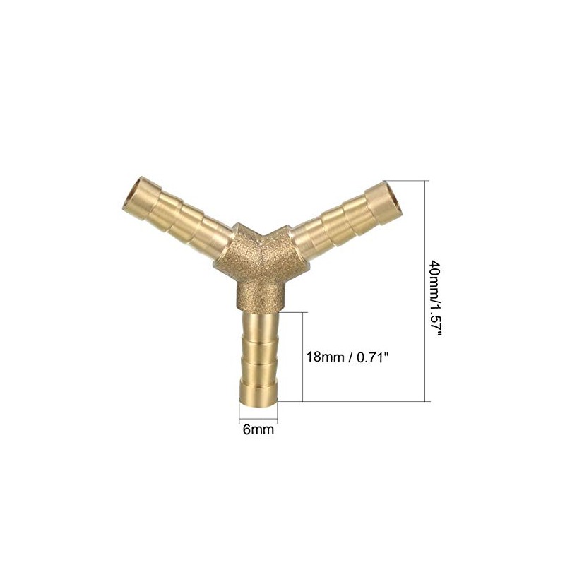sourcing map Brass Nozzle Hose Connector Y-Shaped 3 Way Connector