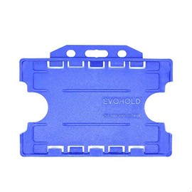 ALG ID Cards® Royal Blue Double Sided/Dual Sided Rigid Royal Blue ID Identity Card Pass Badge Holder for Neck Lanyard (Landscape/Horizontal) - Made in Britain from Recycled Plastic