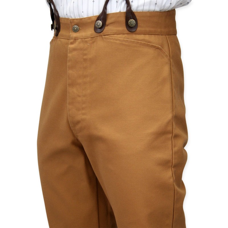 Historical Emporium Men's High Waist Classic Canvas Work Trousers, Victorian