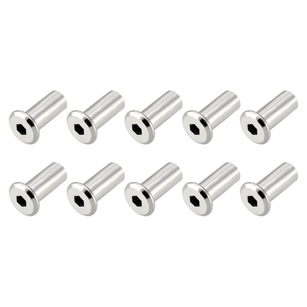 METALLIXITY 10pcs Rivet Hex Socket Head Nuts (M8x20mm) Nickel Plated