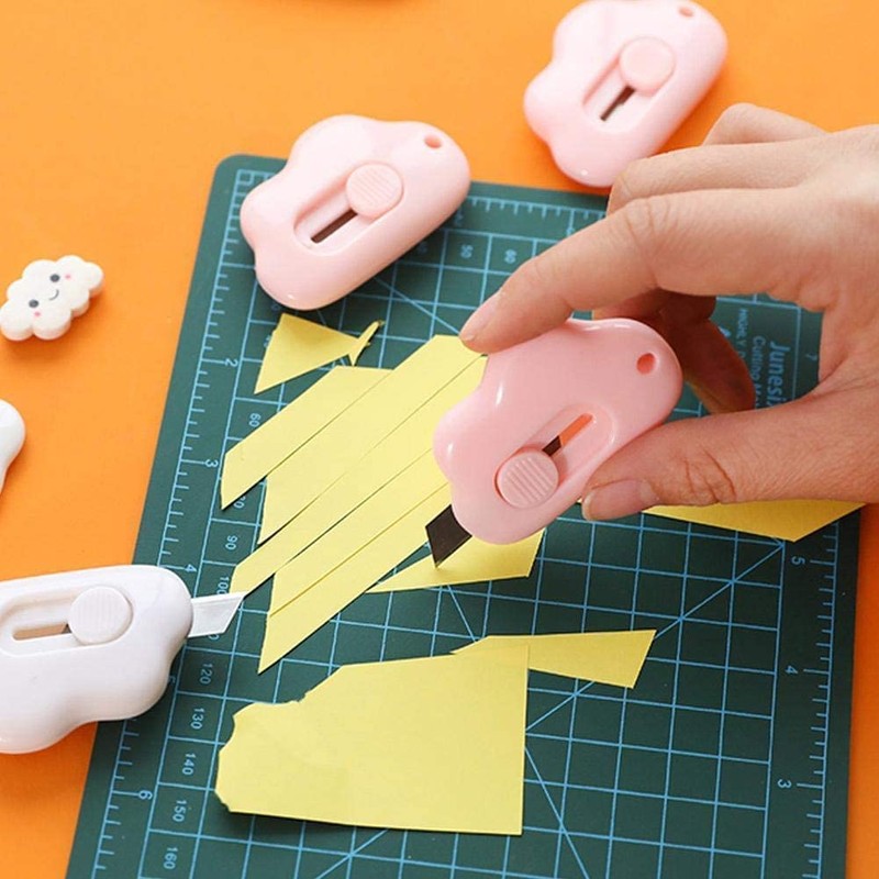 3Pcs Mini Cutter Cloud Shape Retractable Letter Opener Utility Shrink