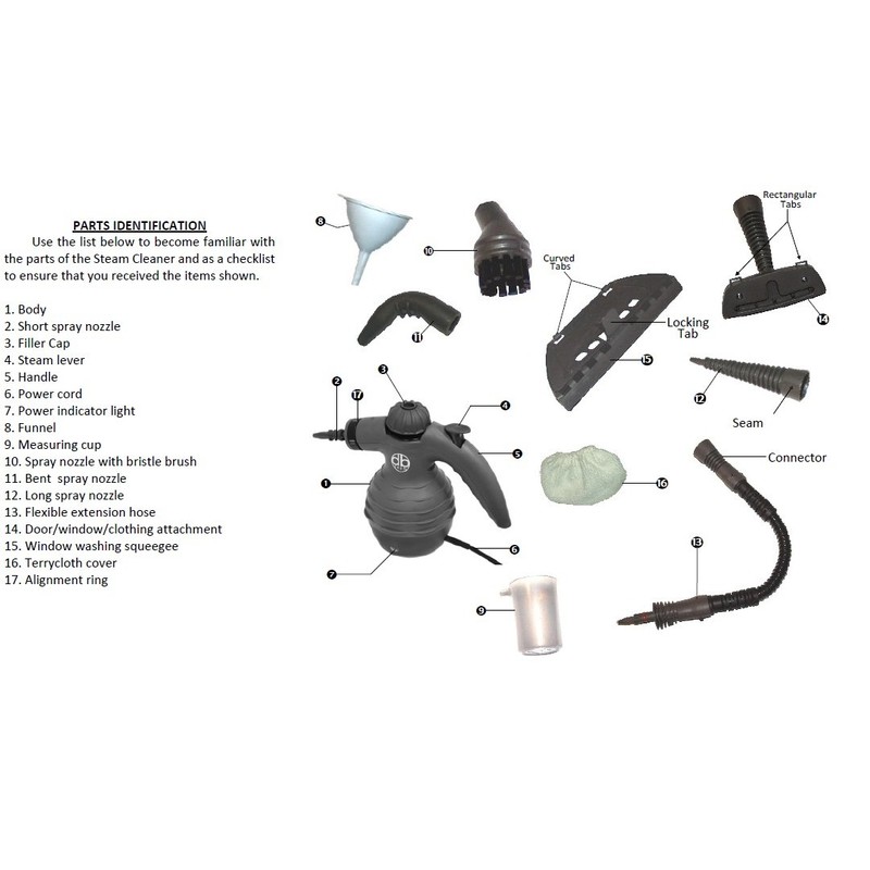 DBTech Handheld Multi-Purpose Pressurized Electric Steam Cleaner