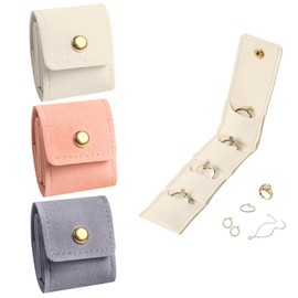 3PCS,Mini Travel Jewelry Bag,Jewelry Organizer Travel Case Foldable,Small Jewelry Travel Case for Journey Rings, Necklaces, Earrings, Bracelets, with Buckles