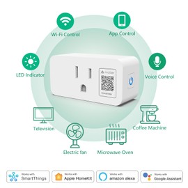 AMPAI Matter Over WiFi Smart Plug Mini, Compact Design, 10A/1200W Max, Super Easy Setup, Works with Apple HomeKit/Siri/Alexa/Google Home, 2.4G Wi-Fi Only, White (4Pack)