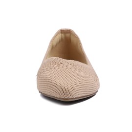 FEVERSOLE Women's Woven Pointy Fashion Cutouts Breathable Knit Flat Shoes Pointed Nude Size 9 M US