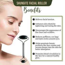 Shungite Facial Roller Skin Care - Face Massager Roller with Gift Box | Facial Gua Sha Tools | Facial Massager | Face Roller for Wrinkles & Lifting, Eye Roller for Puffy Eyes, Shungite for Face