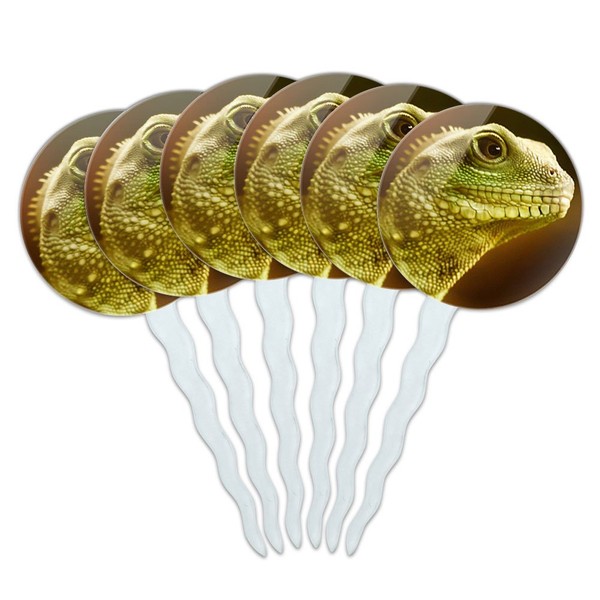 Set of 6 Cupcake Picks Toppers Decoration Reptiles Lizards Snakes