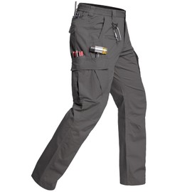 CARWORNIC Men's Stretch Work Pants Water-Resistant Flex Ripstop Tactical Cargo Pants Lightweight Cotton Carpenter Construction Utility Pants Regular Fit Outdoor Hiking Trousers with Tool Pockets