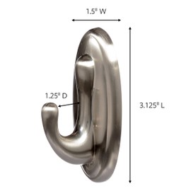 Command Medium Traditional Hook, Brushed Nickel, Holds 3 lbs, 1-Hook, 2-Strips, Organize Damage-Free
