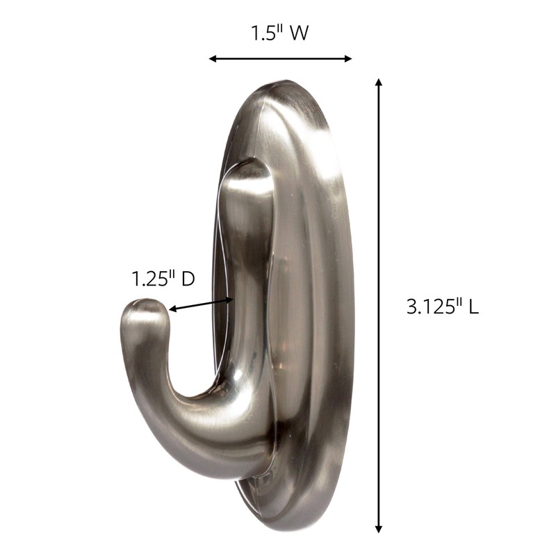 Command Medium Traditional Hook, Brushed Nickel, Holds 3 lbs, 1-Hook,