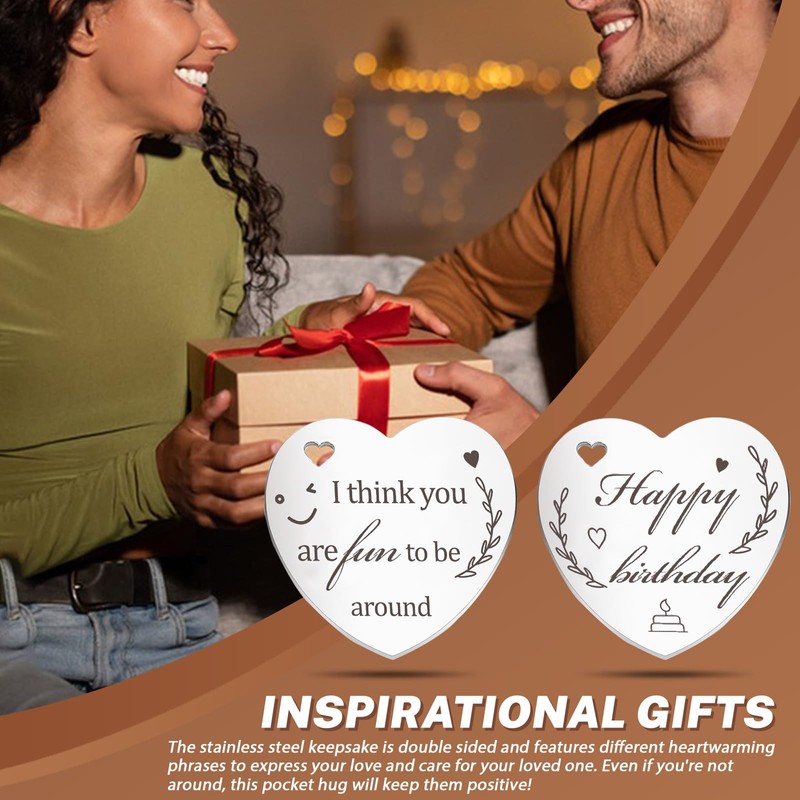 Roucerlin 2 Pack Pocket Hug Token Long Distance, Double Sided