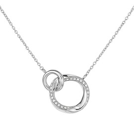 Luna Grace Glistening Minimalist Orbit Eclipse Pendant Necklace - Adjustable Dainty Celestial Jewellery for Women - Silver