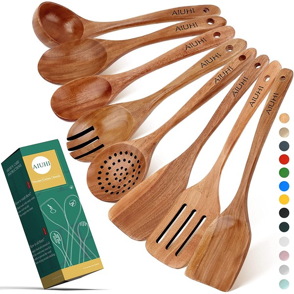 Wooden cooking utensils Wood Spoons for Cooking,Nonsti