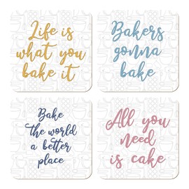 Crumbs by Collette Baking Pun Coasters - Boxed Gift Set of 4