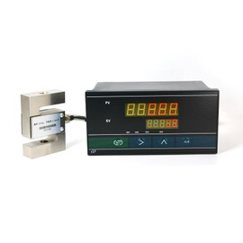 S Type Load Cell with Indicator Display, Weight Sensor Amplifier Five-Digit Display, Peak Hold, Alarm Value Setting, Test Tension and Compression Force Weight Pressure (0-500KG with Indicator)