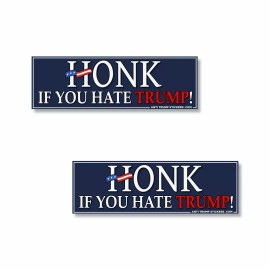 HONK If You Hate Trump Stickers 9x3 Anti Trump Blue Decals 2 PACK