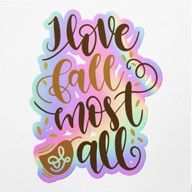 Holographic Decal Stickers of I Love Fall Premium Waterproof Vinyl Decal Stickers for Laptop Phone Accessory Helmet Car Window Mug Tuber Cup Door Wall Decoration NVCVER3g18780HO