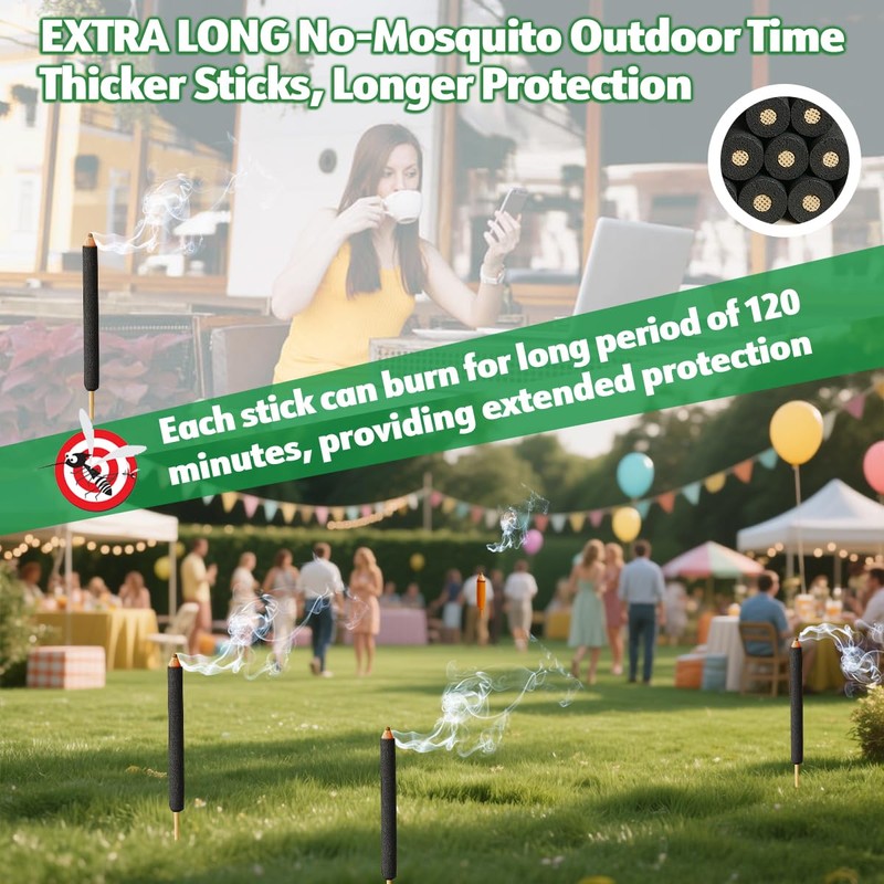 Extra Large Mosquito Repellent Sticks 24 Pack, Natural Outdoor Patio