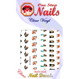 Princess Jasmine and Aladdin clear vinyl Peel and Stick (NOT Waterslide) nail art decals/stickers. Set of 60 by One Stop Nails.