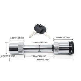HISports Anhängerschloss Diebstahlschutz,Vorhängeschloss mit gerader Stange 5/8" für Yachten und Wohnwagen mit Staubschutzhaube 2 schlüssel 15.5 cm Silbernes Hantel anhängersicherung