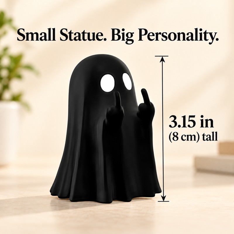 Cute Middle Finger Ghost Statue, Small Halloween Decor for Home,