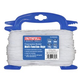 Faithfull FAIRW3030H White Braided Poly Rope 3mm Dia x 30M Max Load 13kg, Breaking Strain 50kg