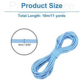 sourcing map Bungee Cord Elastic Cord Heavy Stretch String Rope 5/32" 11 Yards (4mmx10m) Elastic String for DIY Sewing Outdoor Camping Tie Down Hook Strap,Light Blue