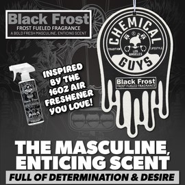 Chemical Guys Black Frost Air Freshener and Odor Eliminator, 16 fl oz Spray with 3 Pack of Hanging Air Fresheners (Great for Cars, Trucks, SUVs, RVs, Home, Office, Dorm Room & More) - HOL432