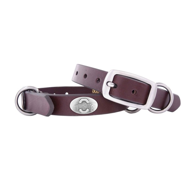 ZEP-PRO Ohio State Buckeyes Brown Leather Concho Dog Collar, Small