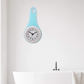 Waterproof Hanging Bathroom Kitchen Clock, Home Decoration, World Time, for Bathroom Kitchen Bedroom Living Room Study Office (Blue)