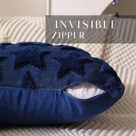 DFXSZ 4th of July Pillow Covers 18x18 inch Set of 2 4th of July Decor Blue Stars Decoration Soft Plush Faux Fur Jacquard Throw Pillows Independence Day Decorations for Bedroom Sofa Holiday PTK025A18