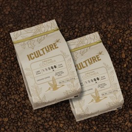 Iculture Colombian Ground Coffee, 12oz, Medium Roast, Specialty Grade, Rich & Smooth, 100% Arabica, Perfect for Drip Coffee Makers (2 Pack)