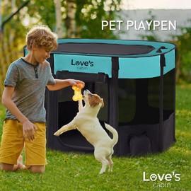 Love's cabin Pet Puppy Dog Playpen, Medium Dog Tent Crates Cage Indoor/Outdoor, Portable Exercise Playpen for Dog and Cat, Foldable Pop Up Dog Kennel Playpen with Carring Case (M, Green)