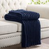 RUIKASI Fleece Throw Blanket for Sofa - Single Fluffy Navy