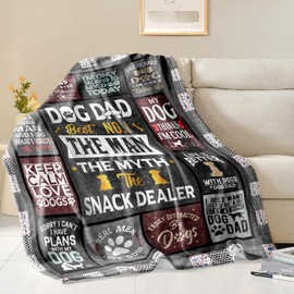 Christmas Dog Dad Gifts for Men, Dog Lover Xmas Gifts for Men, Dog Dad Gifts Throw Blanket 50"X 60", Gifts for Dog Lovers Men, Gifts for Dog Dads, Gifts from Dogs to Dad, Best Dog Dad Gifts Ideas