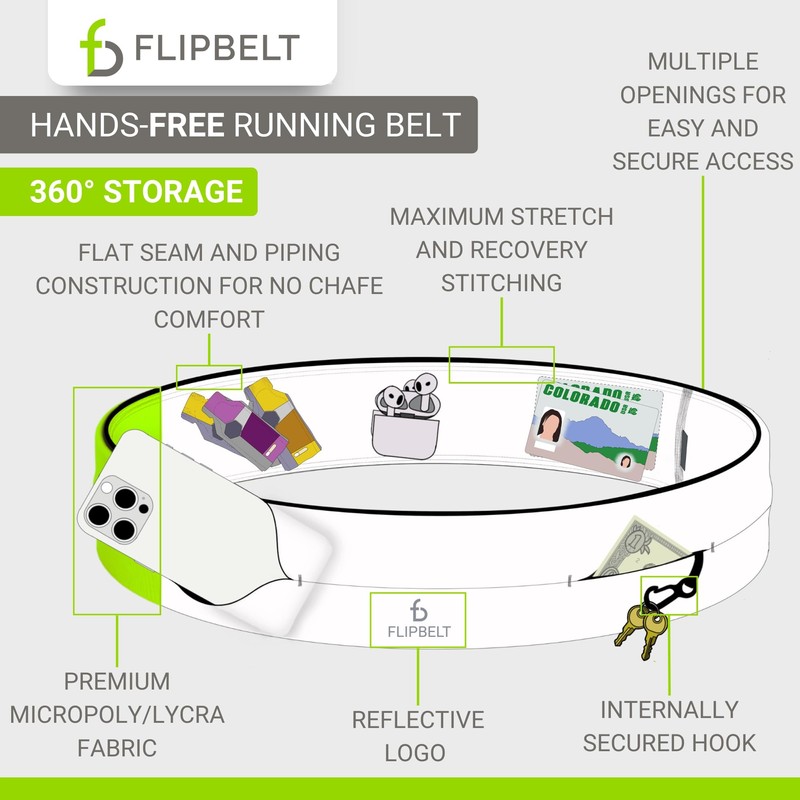 FlipBelt Reflective Running Belt Reflective Neon Yellow, Extra Large