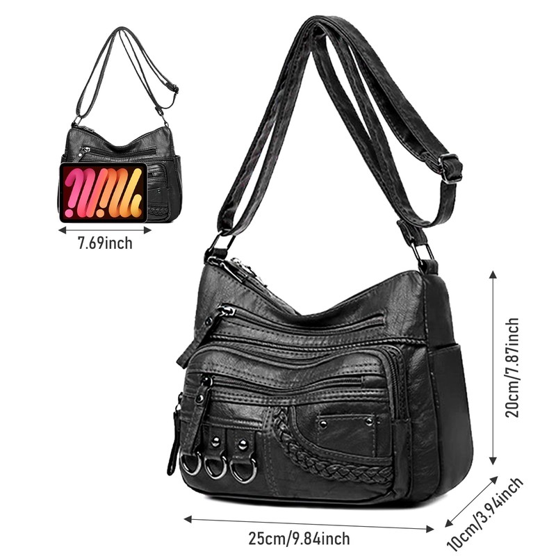 WITERY Crossboby Bag for Women - Soft PU Leather Multi-Pocket