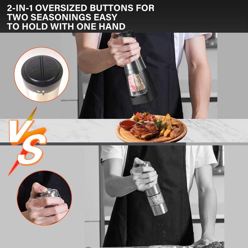 MOVNO 2 in 1 Electric Salt and Pepper Grinder Set,