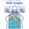 Generico Set apron + 2 potholders cotton fabric Italy map