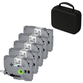 Brother P-Touch PTD220/D210 Case + 5 Pack TZE-231 Tapes Bundle | Shockproof Storage Box & Label Maker Refills Combo