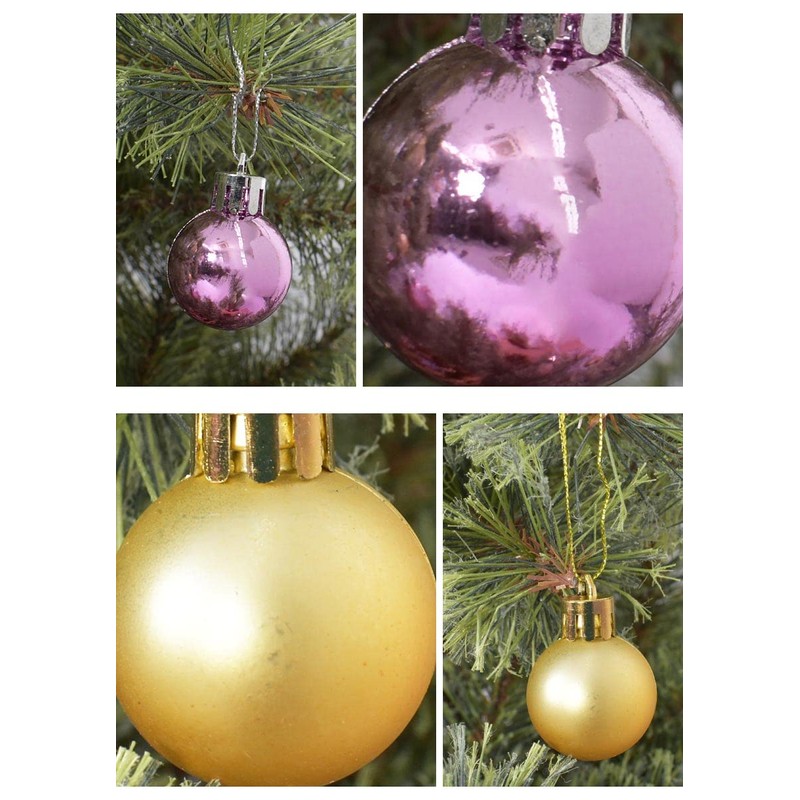Christmas Tree Ornaments Colorful Balls 3cm Set of 36 Pink