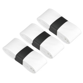 PATIKIL Tennis Racket Grip Tape, 3 Pack PU Racquet Overgrip with Damping Ridges Anti-Slip Absorbent Perforated Handle Grip Flat Adhesive for Badminton Pickleball Fishing Rod, White