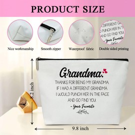 Grandma Gift Makeup Bags For Women, Grandmother Gifts from Grandkids, 1 Pack Cosmetic Travel Toiletry Bag, Mother's Day Birthday Gift for Grandma Mimi Gigi Nana from Granddaughter Grandson - L682