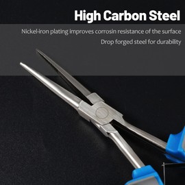 SPEEDWOX Long Reach Needle Nose Pliers with Teeth, Extra Long Plier, 7 Inches Long Nose Mini Precision Wire Looping Pliers for Hard to Reach Narrow Spaces High Leverage Reduce Efforts Non-slip Handles