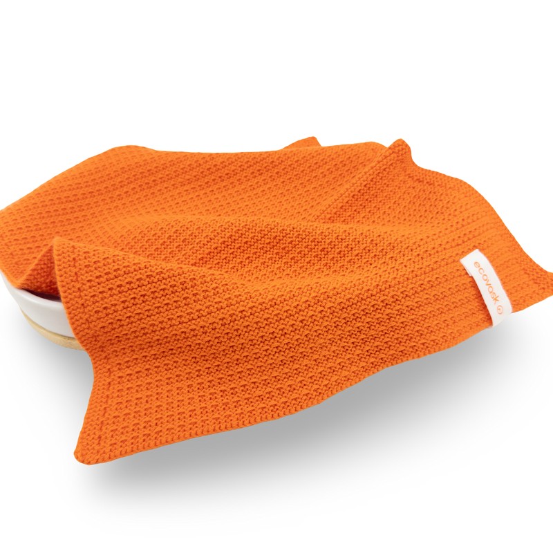 Ecovask Face Cloth 2pk Organic Cotton, Mandarin
