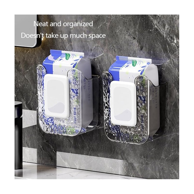 WEZCHUGHAOL 2Wet Wipes Dispenser, Kitchen Storage, No Punching Holder, Wall