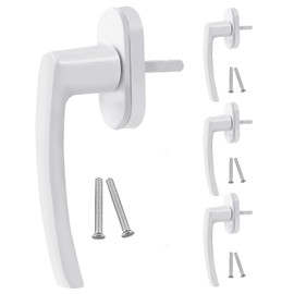 HOMURY Set of 4 Aluminium Window Handles: Lockable Window Handle, Safety Window Handle, Solid Aluminium Handle with 8 Screws for Windows, Patio Doors and Balcony Doors (White)