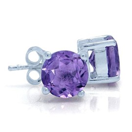 Silvershake 2.56ct. Natural February Birthstone Amethyst 925 Sterling Silver Stud Earrings