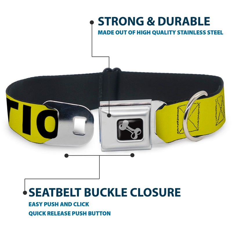 Buckle Down 15-26" Caution Yellow/Black Dog Collar Bone, Large